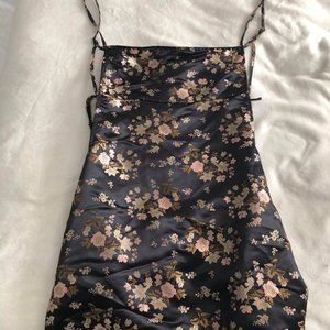 Lunar Satin Mini Dress-Black